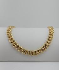 18K Gold IP Plated, Stainless Steel, CZ Cuban Curb Chain Necklace, 10MM 18"