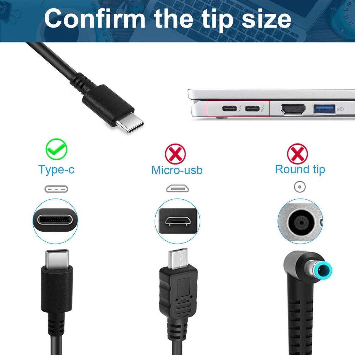 45W USB-C Adapter Charger For Lenovo ThinkPad X1 S1 X280 L380 E585