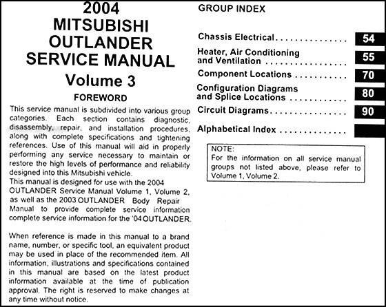 Mitsubishi Outlander 2004 manual de taller conjunto de 3 volúmenes servicio reparación libros OEM Foto 4 de 4