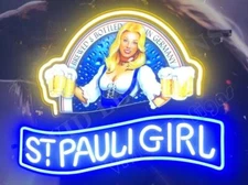 St. Pauli Girl Beer Bier 24"x20" Vivid LED Neon Sign Light Lamp With Dimmer