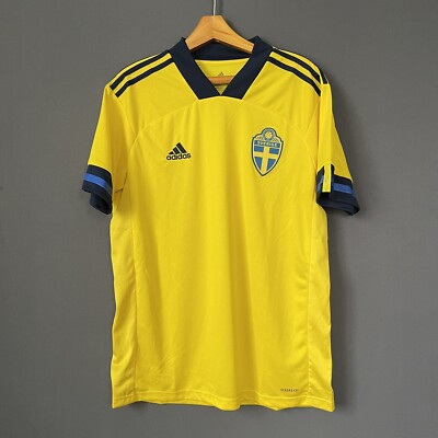 SWEDEN TEAM JERSEY 2021 HOME SIZE L MENS FOOTBALL SOCCER SHIRT ADIDAS [FH7620]