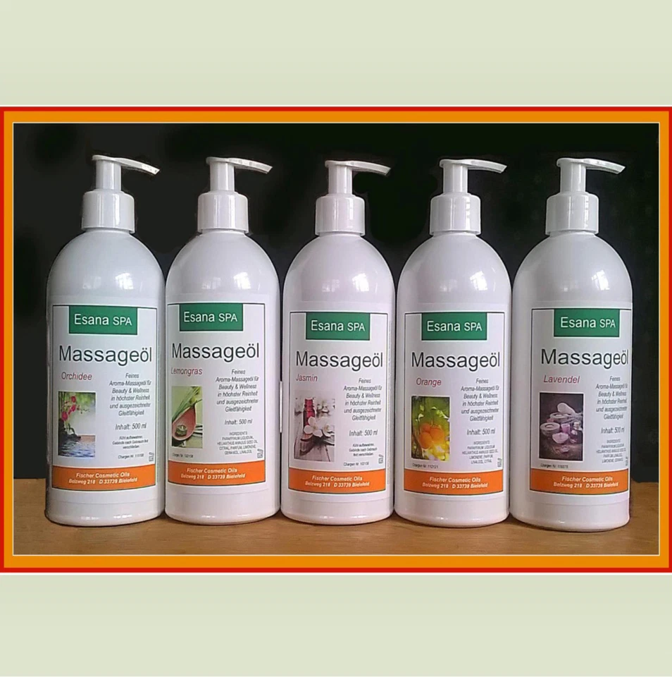 Esana SPA Aroma Massageöl im Set (5 x 1000 ml) - Wählen Sie selbst das Aroma
