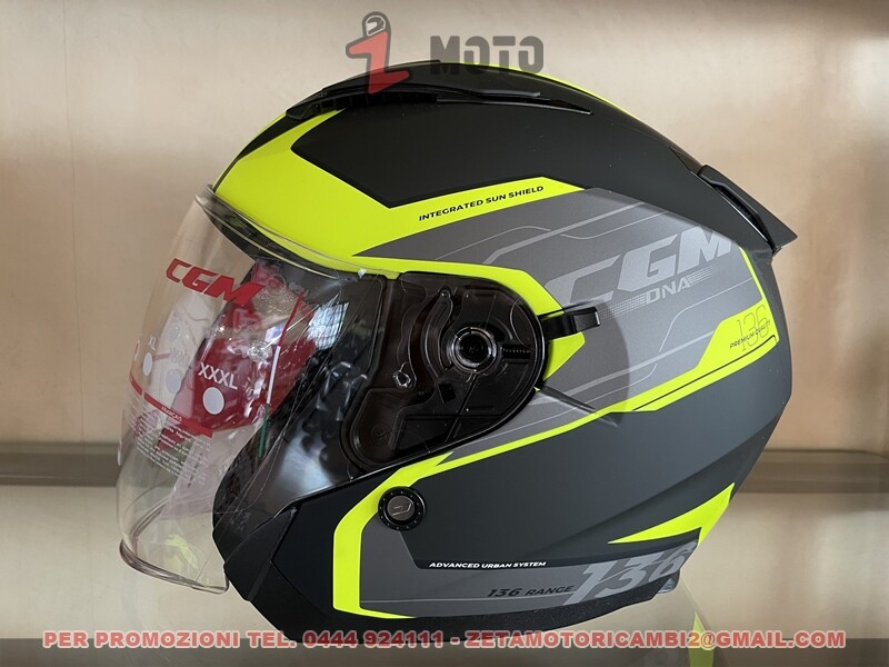 CGM 136S APACHE DNA GRAPHITE HELMET MATTE NEON YELLOW L