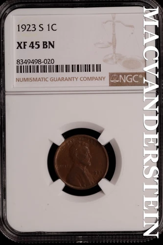 1923-S Lincoln Wheat Cent - NGC XF 45 BN - Scarce  No Reserve  #SLH49