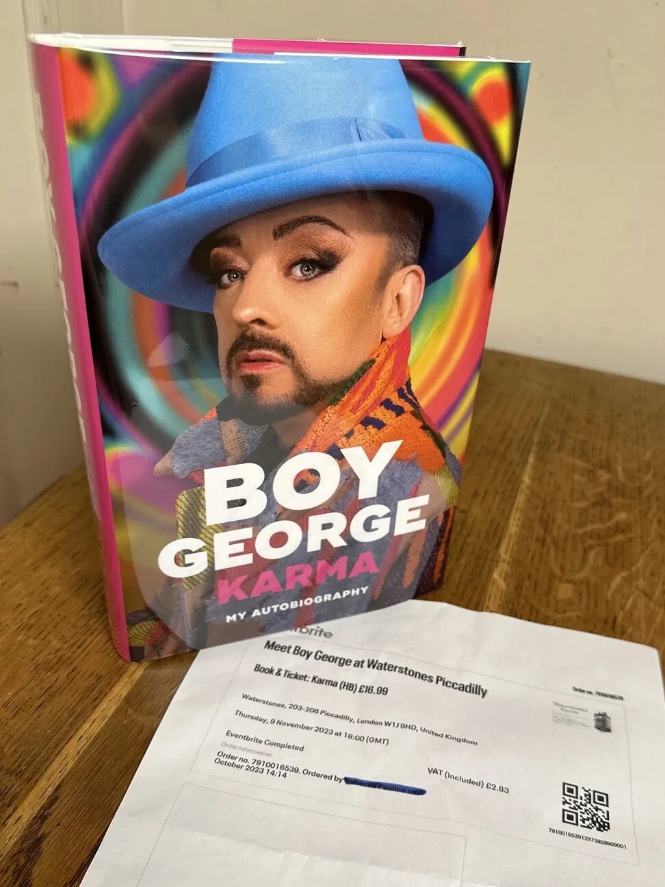 Karma: My Autobiography by Boy George SIGNED UK 1st/1st HB + event Ticket