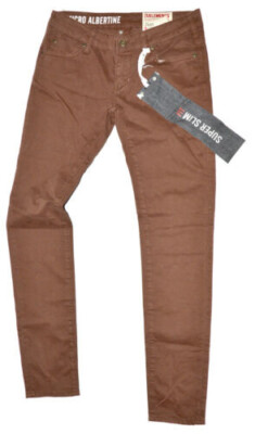ZU+ELEMENTS Jeans MICRO ALBERTINE Womens Denim Super Slim Fit BROWN W27 NEW KT250