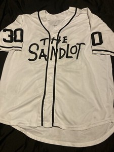 The SANDLOT BENNY “THE JET”RODRIGUEZ #30 Movie Jersey L Mens White Stitched Used