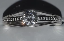 A2932228 J Francis - Silver Solitaire Ring Made with SWAROVSKI ZIRCONIA Size T