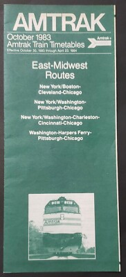 Amtrak Zugfahrpläne Ost/Mittelwest Strecken gültig Okt 1983 bis Apr 1984