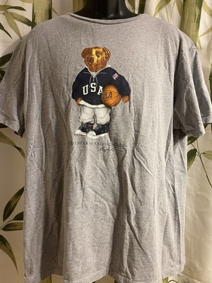 Polo Bear By Ralph Lauren T-Shirt Size L Teddy Varsity Basketball  Vintage Grey