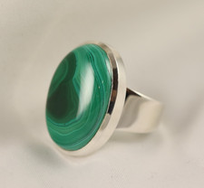 Malachite .925 Sterling Silver Ring Size 8