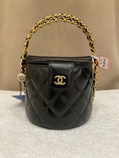 Chanel Vanity Case Picnic Basket Lambskin Gold Chain Woven Handle  [Duties Paid]