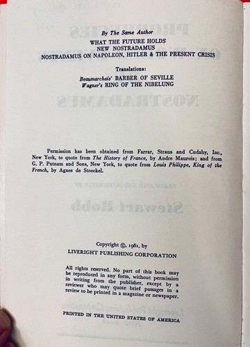 Vintage Paranormal Prophecies On World Events By Nostradamus Stewart Robb 1961 - Picture 4 of 11