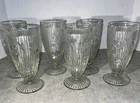 Jeannette Iris & Herringbone Clear Footed Tumbler Depression Glass Set of 6-778
