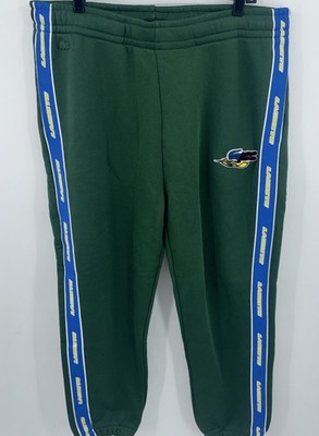 Lacoste Sweatpants Men XL Green Contrast Side Spellout Preppy Organic Streetwear