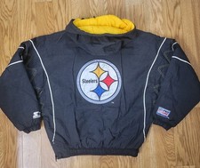 Vintage Starter PITTSBURGH STEELERS Pro-Line NFL Football Pull-Over Jacket Hood
