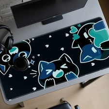 2D Large Gaming Desk Mat Cute Anime Cat Mouse Pad for Home Office And Esports