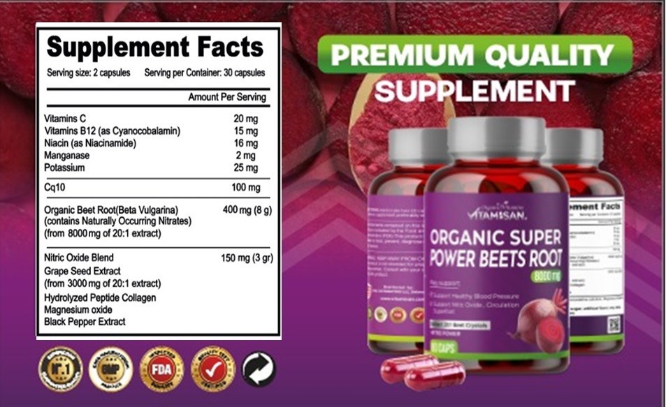 120 Beets Circulation Superfood Beet Root Powder caps 8000 mg 20:1 ...
