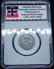 Imperial Germany post-WW1 1919-22 5 Pfennig Iron Coin Rare Empire in Case J.297