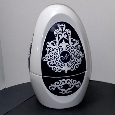 Ceramic Easter Egg Blue White 8.5'' Empty Jar Nugali Chocolate - Ceramarte Brazil