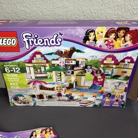 Lego Friends 41008 2013 HEARTLAKE CITY POOL RETIRED 99% COMPLETE Set Books Box