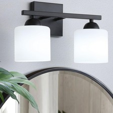 2-Light Matte Black Vanity Light, Modern Bathroom Light Fixtures Over Mirror,...