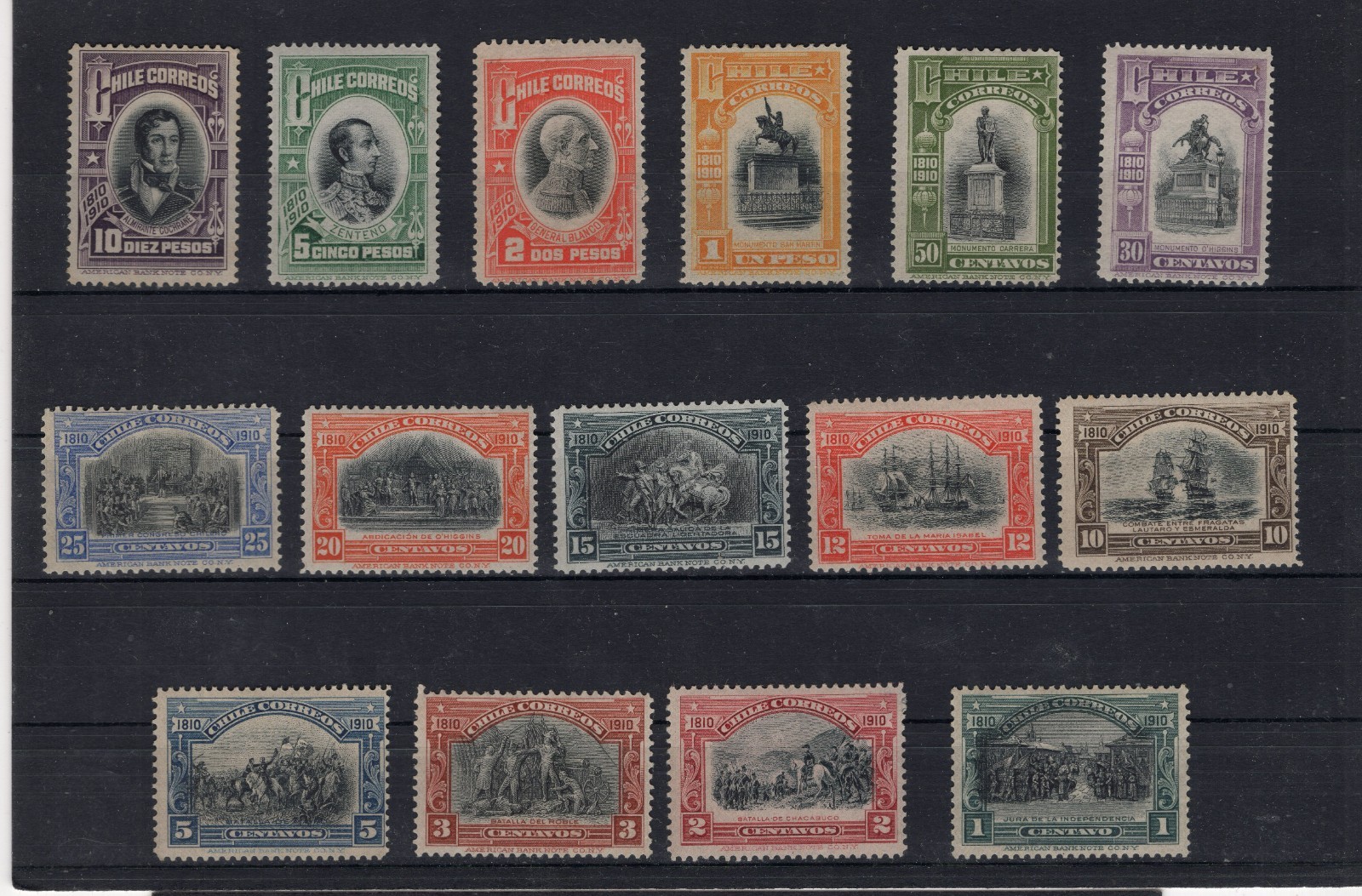CHILE 1910 Centenary Independance full set MH