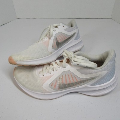 Nike Downshifter 10 Womens Size 8 Gray White Athletic Running Shoes Sneakers
