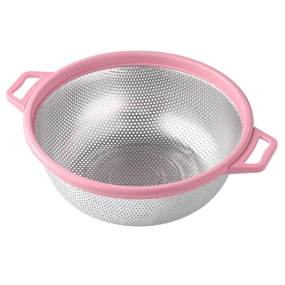 Stainless Steel Colander With Handle and Legs, Large Metal Pink Strainer for ...