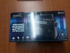 Supersonic SC-3201BT-WD 4-Band Bluetooth Radio  Cassette Player Boombox - Wood