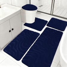 Bathroom Rug Sets 5 Piece Ultra Soft Absorbent Non-Slip Plush Bath Mats Includes