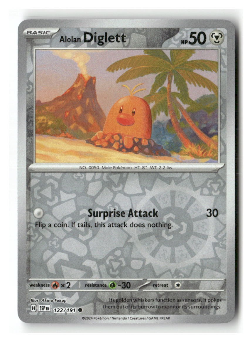 Alolan Diglett 122/191 Common Surging Sparks Pokemon Near Mint