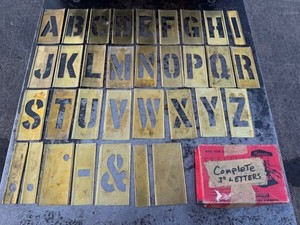 Vintage Reese's Lockedge Brass Interlocking Stencils 3" Complete With Box