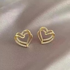 1Ct Round Lab Created White Diamond Heart Stu...
