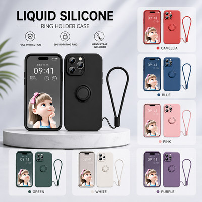 Silikon Crossbody Schlüsselband Hülle iPhone 16 15 14 13 12 11 Pro Max Candy Farbe TPU