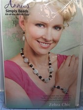 ANNIE'S SIMPLY BEADS Kit - Glass Beads/Silver Tones - ZEBRA CHIC - BD933