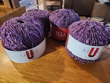 LOT OF 4 Feza Sport SPARKLE LADDER RIBBON Yarn #49 Butterfly Dye Lot #24G 