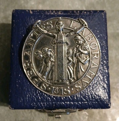 Scarce 1933 Hallmarked Silver Sperantes Laboramus D&IS Pin Brooch Original Box 