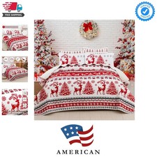 Christmas Quilt Set Queen,Reindeer Snowflakes Bedspread Red Christmas Bedding...