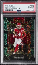 2023 PANINI SELECT GREEN DISCO PRIZM #447 RASHEE RICE 2/5 PSA 10