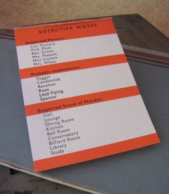 Original Cluedo Detective Notes Note Pad (36 sheet Pad)