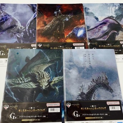 Monster Hunter Wilds Clear File & Sticker Set 5 Pieces New