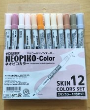DELETER Neopiko - Color Dual Tipped Alcohol Markers - SKIN - 12 Colors Set