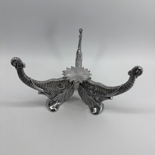 ARTHUR COURT Elephant 3 Stand Bowl Holder Silver Tone Polished Aluminum
