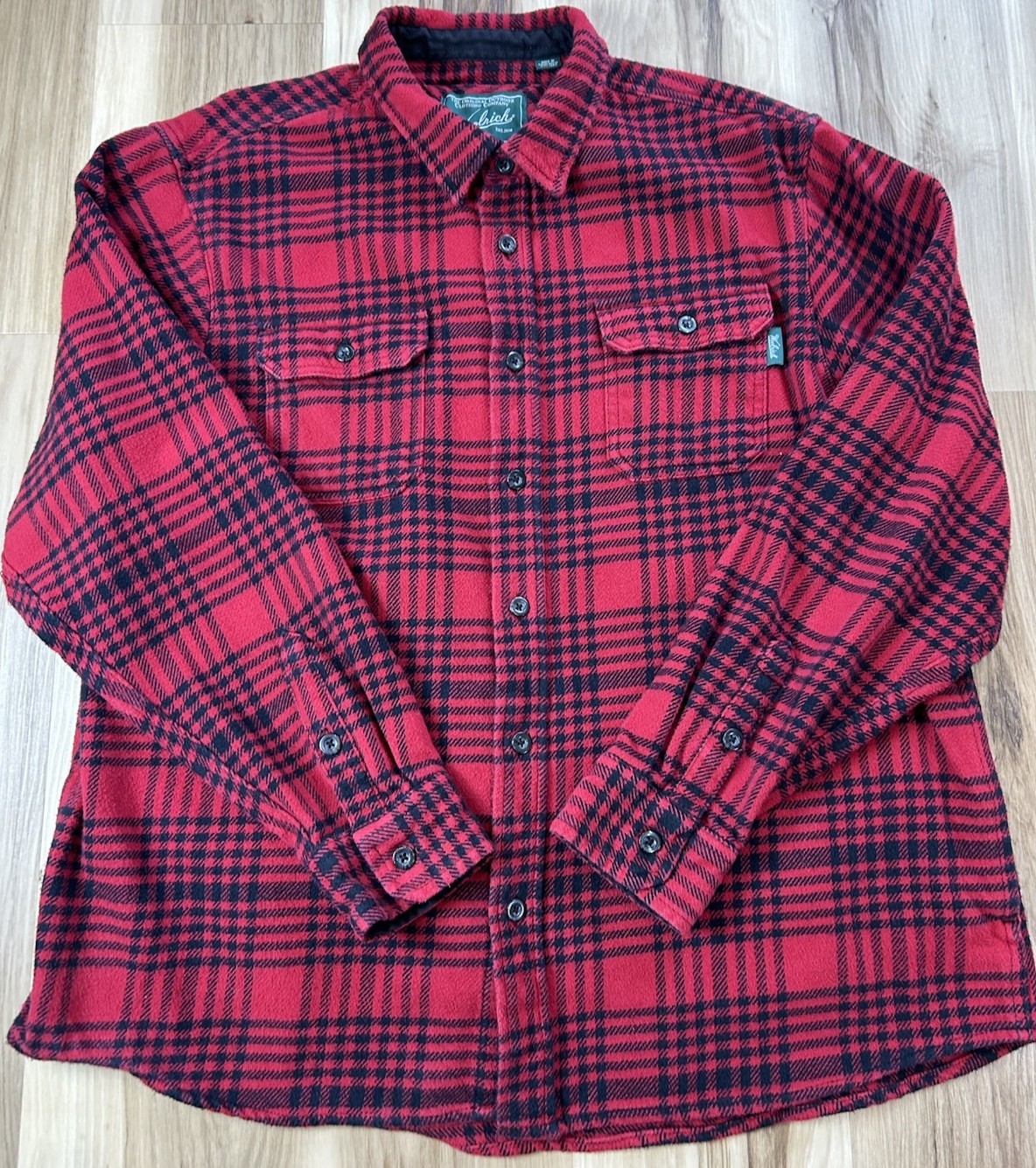 WOOLRICH Brawny Flannel Shirt Jacket Ruby Red Bla… - image 1