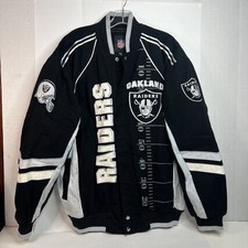 NFL Oakland Raiders Bomber Jacket Size Large Appliqu Logo Both Sides