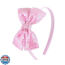 Kiszu Sparkly Sequin Hair Bow Headband for Girls, Kids, and Toddlers - Fashio