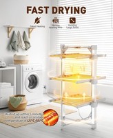 Electric Heated Clothes Dry soon Airer, 3 Tier Dryer Rack with 24 Heated Bars,