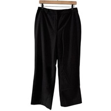 AK by Anne Klein Black Pin Striped Pants Wide Leg Flat Front - Size 8