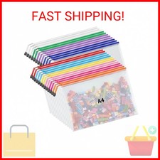 JARLINK A4 Letter Size 24 Pack 10 Colors Zipper Mesh Document Pouch, Mesh Bags f